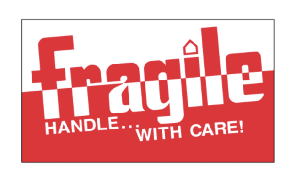 "Fragile - Handle With Care" Label 2x3" 500 Per Roll