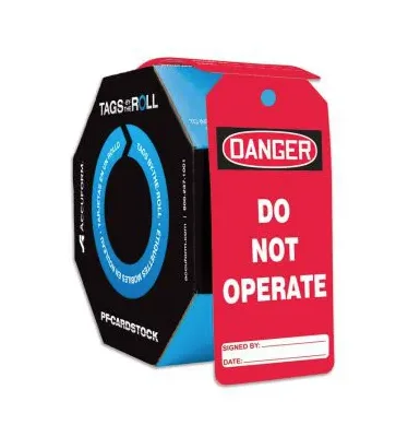 Danger: Do Not Operate (Red Background) - OSHA Safety - Tags By-The-Roll