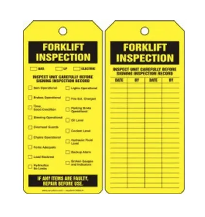 Forklift Inspection - Jumbo Safety Tag