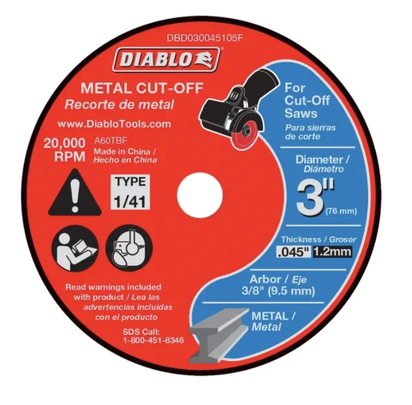 3" Metal Cut Off Disc - Thin Kerf