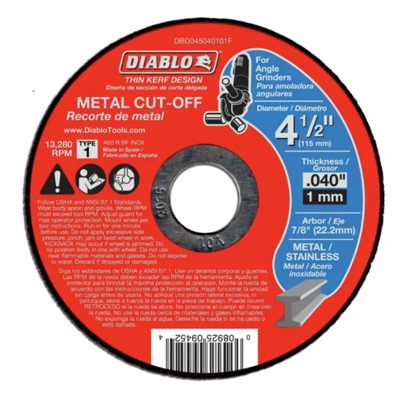 Diablo 4-1/2" x 0.040" x 7/8" - Thin Kerf Metal Cut-Off Disc
