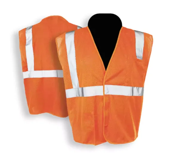 X-CRASH, Hi-Viz Orange, Economy Mesh Safety Vest, Hook & Loop Closure