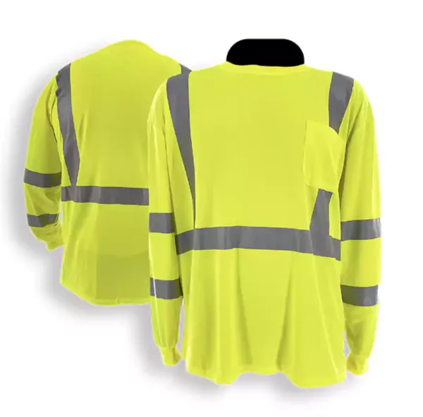 X-CRASH, Hi-Viz Lime Green, Type R, Class 3, Birdseye Mesh, Long Sleeve T-Shirt