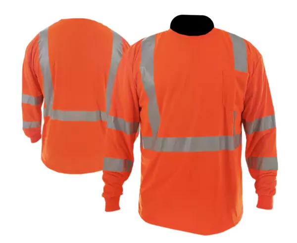 X-CRASH, Hi-Viz Orange, Type R, Class 3, Birdseye Mesh, Long Sleeve T-Shirt