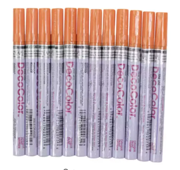 DecoColor - ORANGE - Industrial Paint Marker Fine Tip - Box of 12