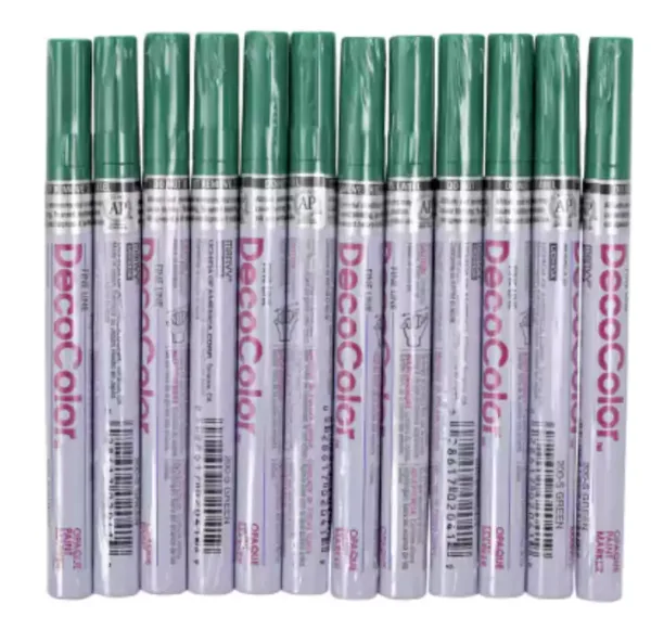 DecoColor - GREEN - Industrial Paint Marker Fine Tip - Box of 12