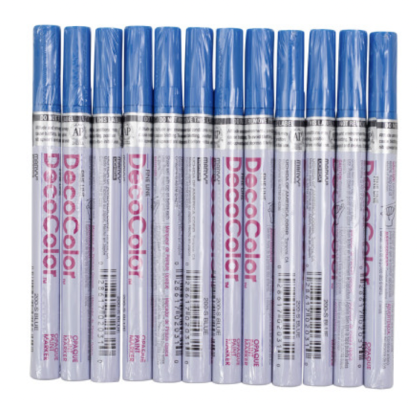 DecoColor - BLUE - Industrial Paint Marker Fine Tip - Box of 12