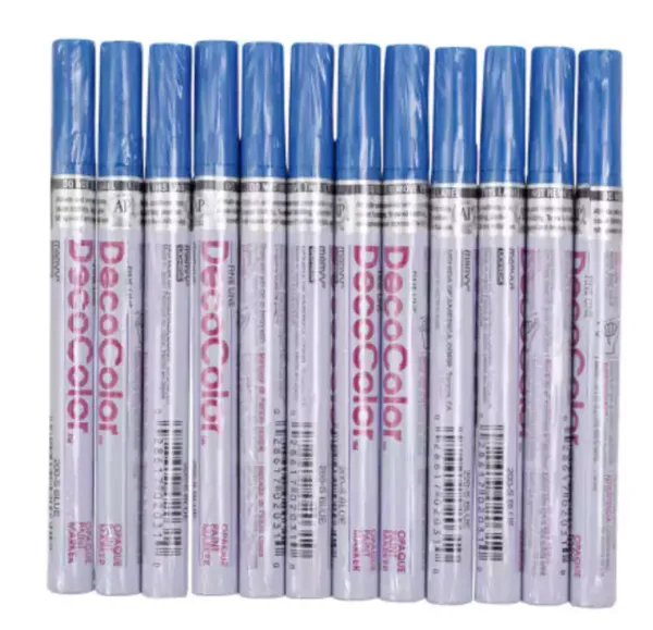 DecoColor - BLUE - Industrial Paint Marker Fine Tip - Box of 12
