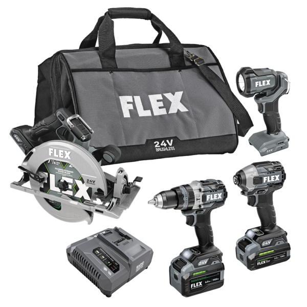 HAMMER DRILL WITH TURBO MODE, QUICK EJECT IMPACT DRIVER, CIRCULAR SAW AND WORK LIGHT STACKED LITHIUM KIT